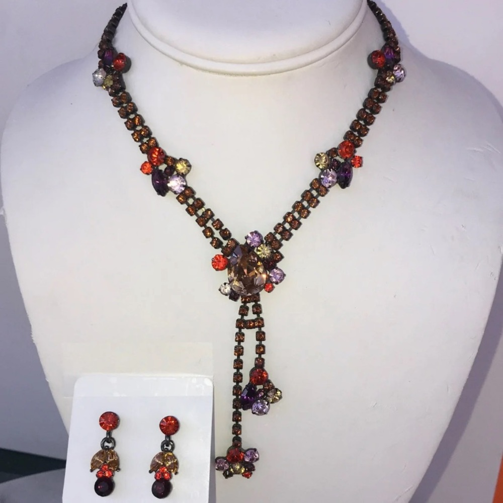 Vintage Tiara Misu Signed Rhinestone Set